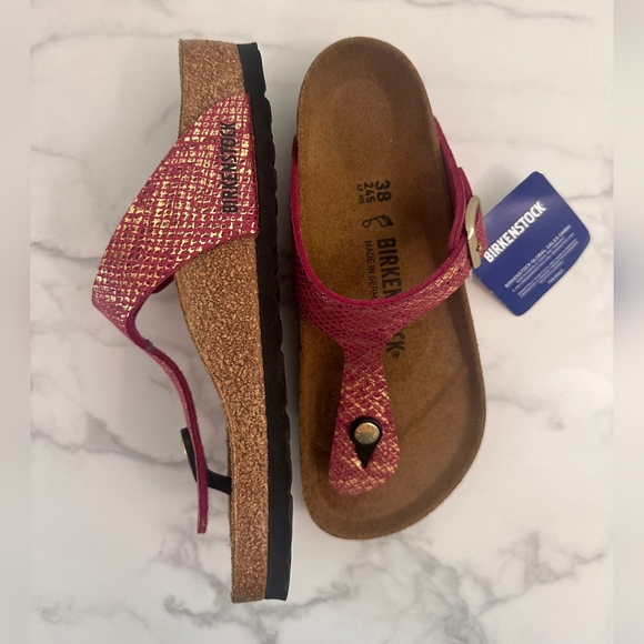 Birkenstock Gizeh Shiny Python Style Dark Fuchsia size 38 / 7.5 - Picture 6 of 8